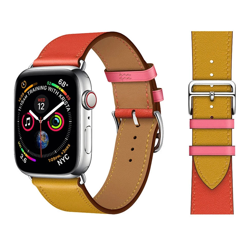 Genuine Leather Bracelet Strap For Apple Watch Band 45mm 49mm 41mm 44mm 42mm 40mm band iWatch Ultra/2 10 42/46mm 9 8 7 6 5 4 SE